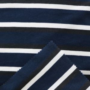 Stripe Pattern 1x1 Rib Knitted Fabric Polyester Cotton