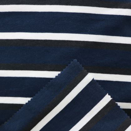 Stripe Pattern 1×1 Rib Knitted Fabric Polyester Cotton